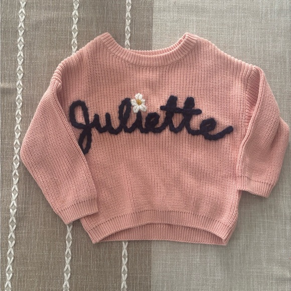 Other - Pink Knit Sweater with Embroidered Name